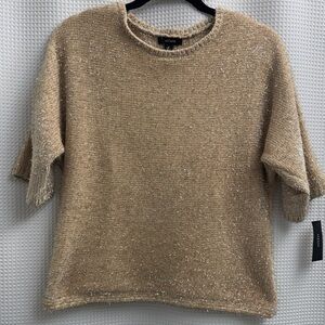 Alfani Shimmer Tan Short Sleeve Knit Top